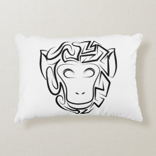 Black and White Tribal Monkey Decorative Cushion
