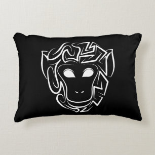 Black and White Tribal Monkey Decorative Cushion