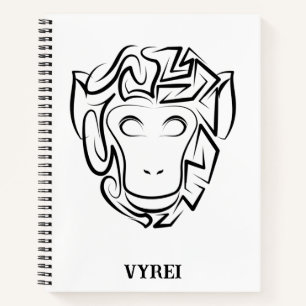 Black and White Tribal Monkey Notebook