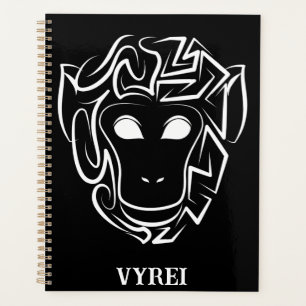 Black and White Tribal Monkey Planner