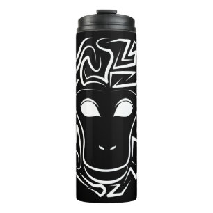 Black and White Tribal Monkey Thermal Tumbler