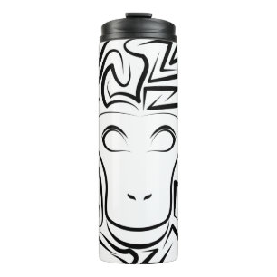 Black and White Tribal Monkey Thermal Tumbler