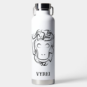 Black and White Tribal Monkey Water Bottle