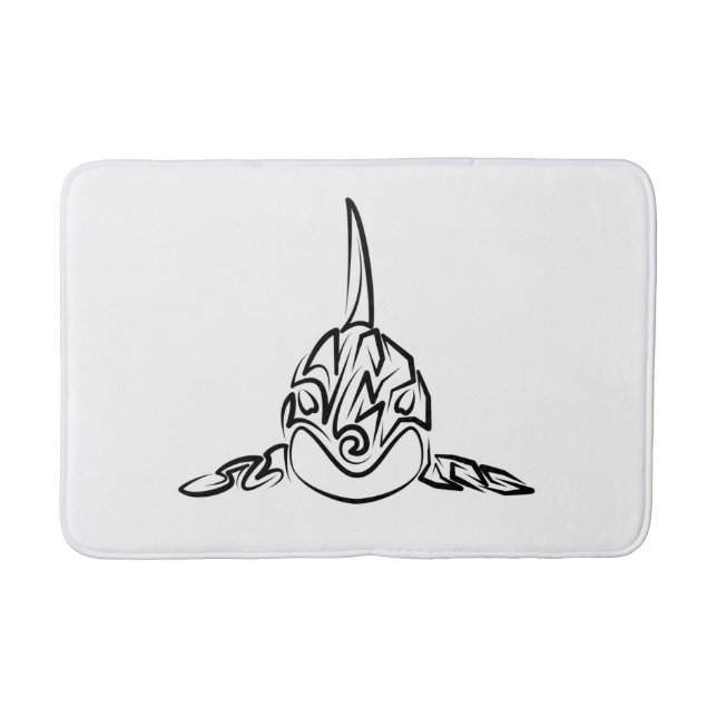 Black and White Tribal Orca Bath Mat (Front)