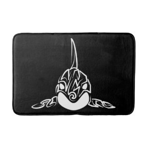 Black and White Tribal Orca Bath Mat