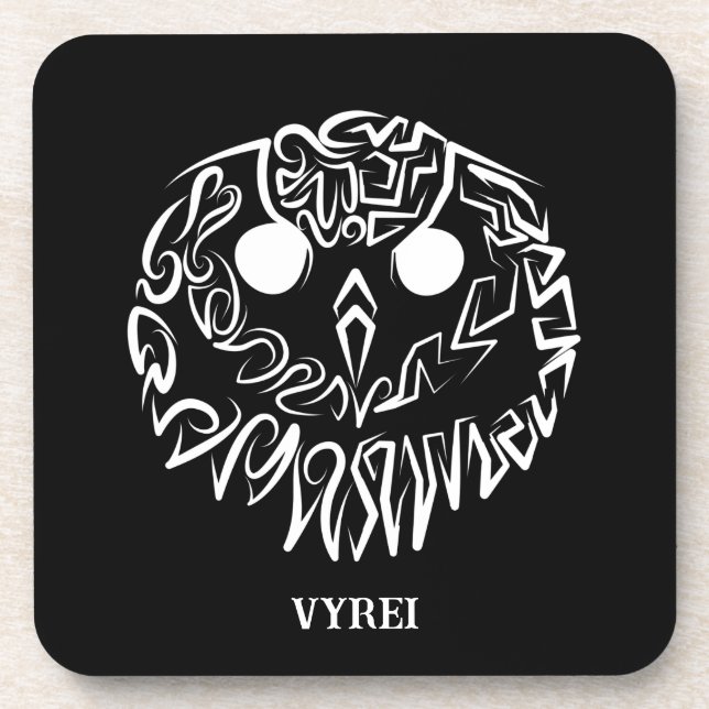 Black and White Tribal Orca Beverage Coaster (Front)