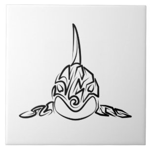 Black and White Tribal Orca Ceramic Tile