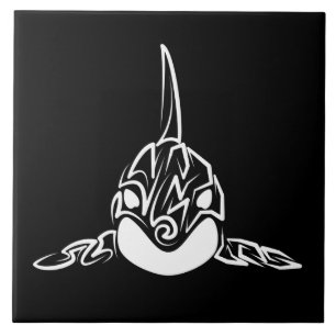 Black and White Tribal Orca Ceramic Tile