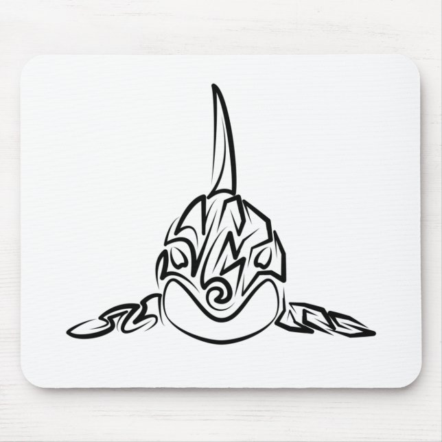 Black and White Tribal Orca Mouse Pad (Front)