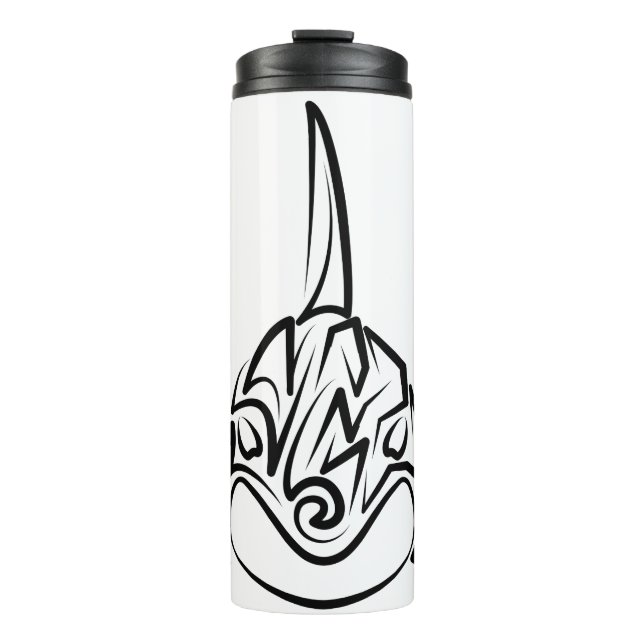 Black and White Tribal Orca Thermal Tumbler (Front)