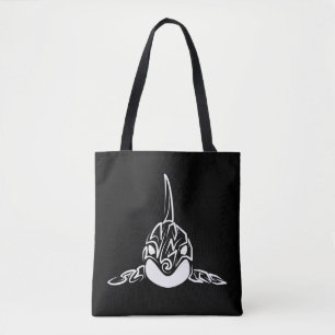 Black and White Tribal Orca Tote Bag