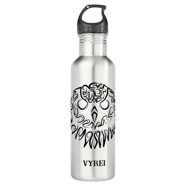 Black and White Tribal Owl 710 Ml Water Bottle (Front)