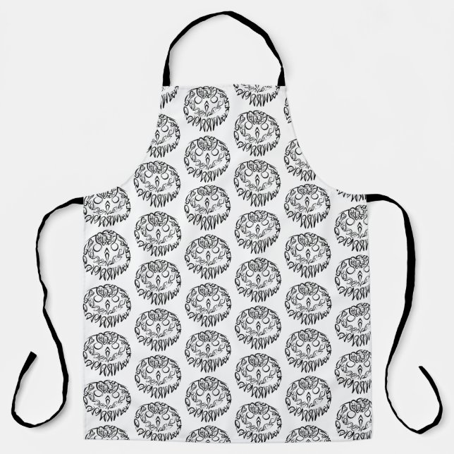 Black and White Tribal Owl Apron (Front)