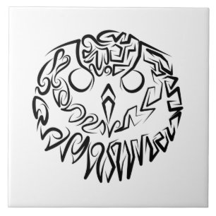 Black and White Tribal Owl Ceramic Tile