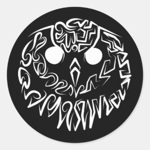 Black and White Tribal Owl Classic Round Sticker