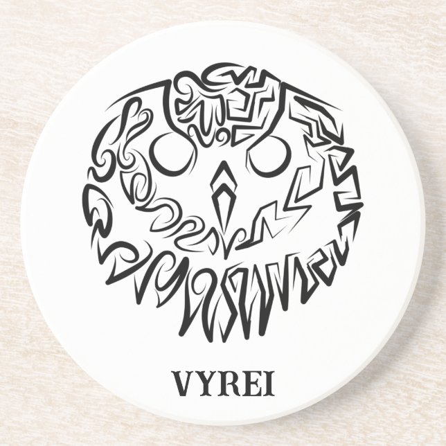 Black and White Tribal Owl Coaster (Front)