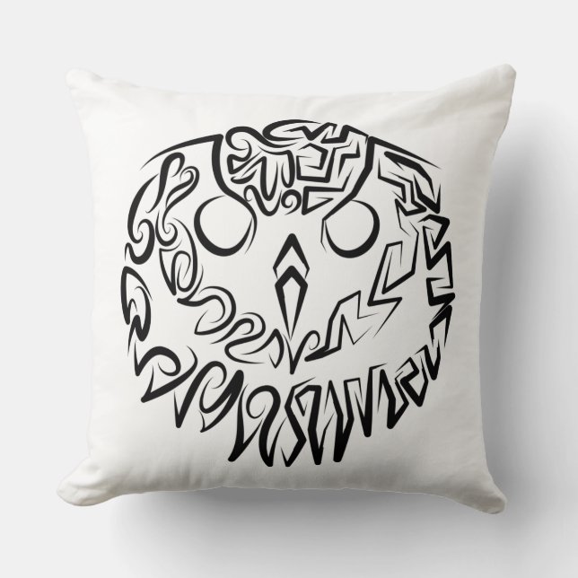 Black and White Tribal Owl Cushion (Front)