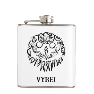 Black and White Tribal Owl Hip Flask