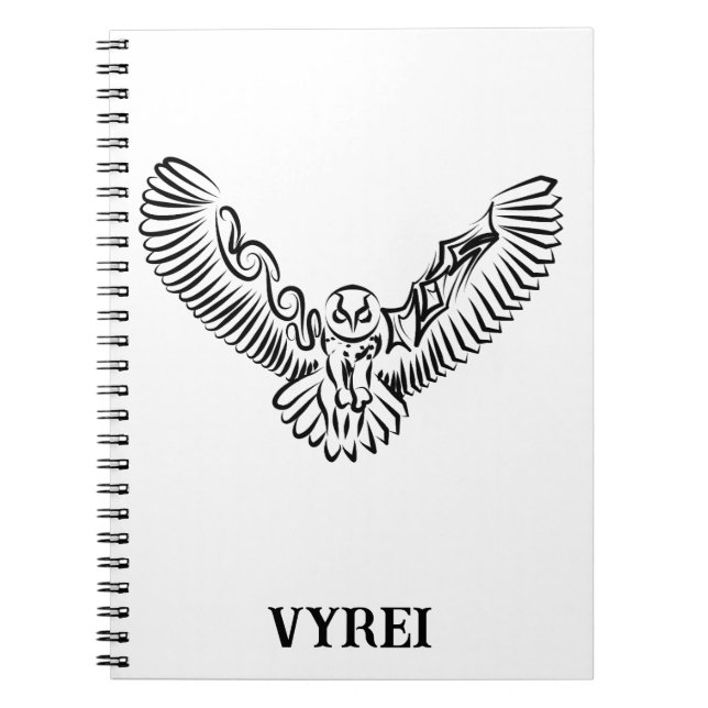 Black and White Tribal Owl Notebook (Front)