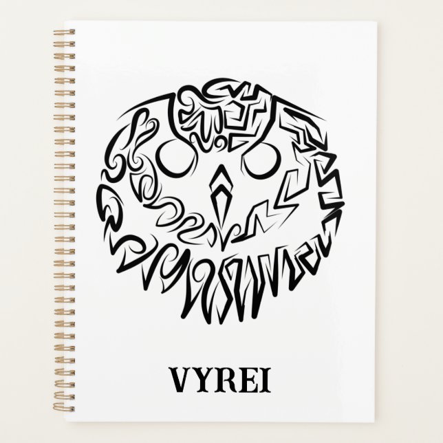 Black and White Tribal Owl Planner (Front)