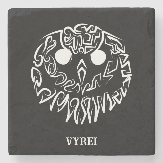 Black and White Tribal Owl Stone Coaster (Front)