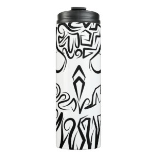 Black and White Tribal Owl Thermal Tumbler