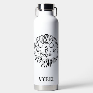 Black and White Tribal Owl Water Bottle