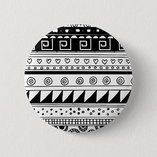 Black and white Tribal pattern 6 Cm Round Badge (Front)