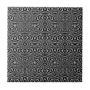 Black and White Tribal Pattern Ceramic Tile
