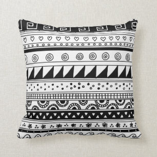 Black and white Tribal pattern Cushion