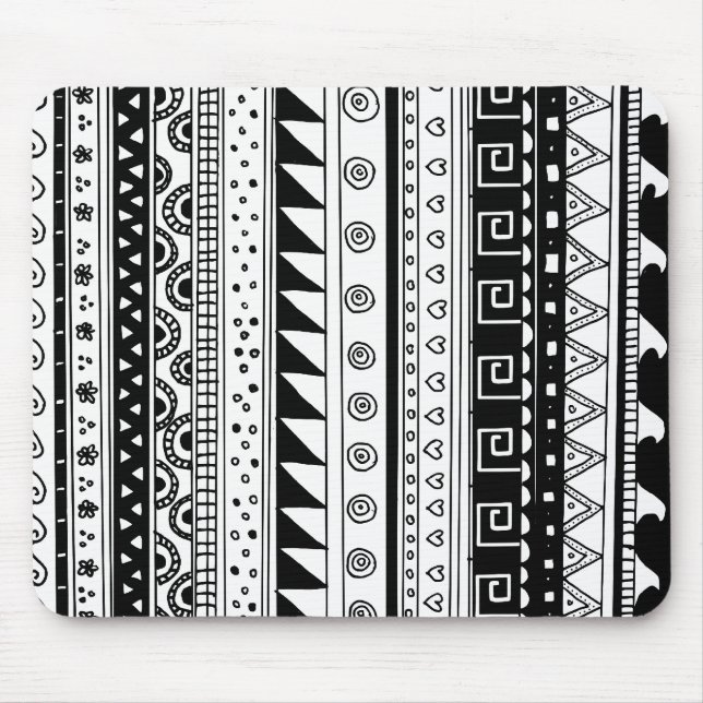 Black and white Tribal pattern Mouse Pad (Front)