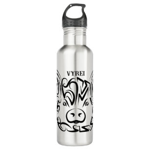 Black and White Tribal Pig 710 Ml Water Bottle