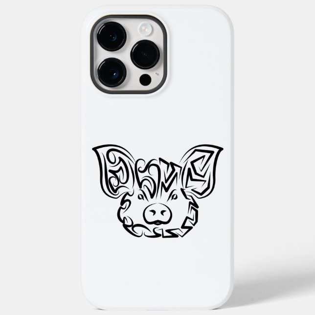 Black and White Tribal Pig Case-Mate iPhone Case (Back)