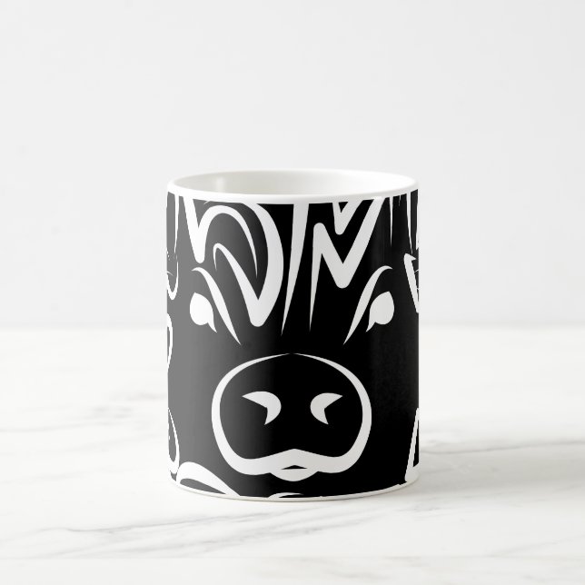 Black and White Tribal Pig Coffee Mug (Center)