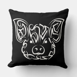Black and White Tribal Pig Cushion