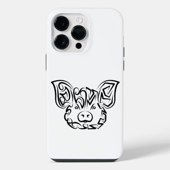 Black and White Tribal Pig iPhone Case (Back)