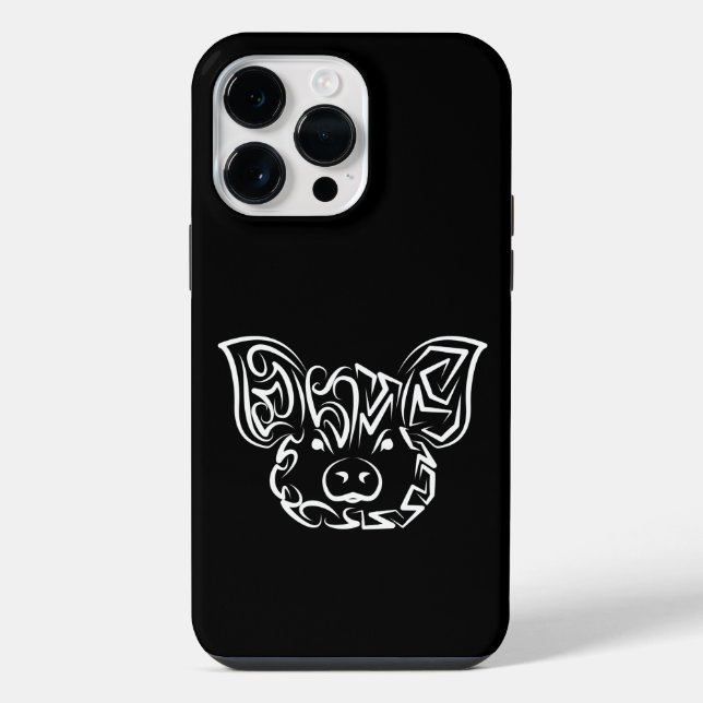 Black and White Tribal Pig iPhone Case (Back)