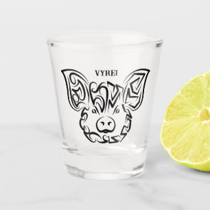 Black and White Tribal Pig Shot Glass