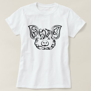 Black and White Tribal Pig T-Shirt
