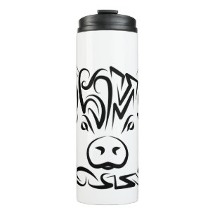 Black and White Tribal Pig Thermal Tumbler