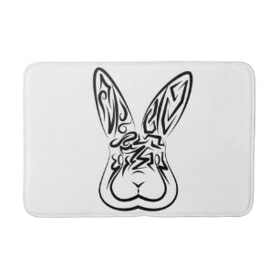 Black and White Tribal Rabbit Bath Mat