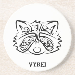 Black and White Tribal Rabbit Coaster