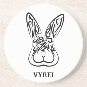 Black and White Tribal Rabbit Coaster