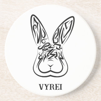 Black and White Tribal Rabbit Coaster