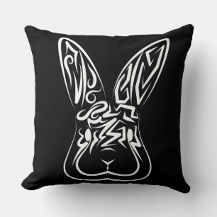 Black and White Tribal Rabbit Cushion