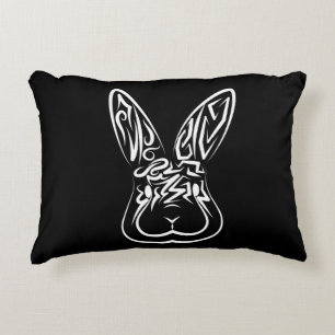 Black and White Tribal Rabbit Decorative Cushion