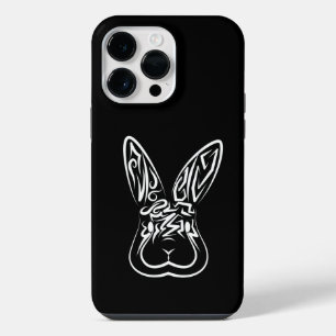 Black and White Tribal Rabbit iPhone 14 Pro Max Case