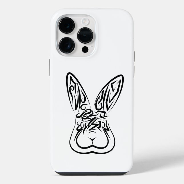 Black and White Tribal Rabbit iPhone Case (Back)