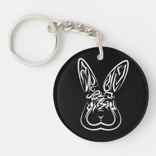 Black and White Tribal Rabbit Key Ring
