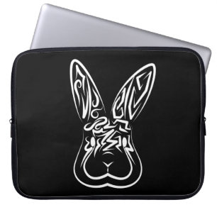 Black and White Tribal Rabbit Laptop Sleeve